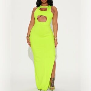 Cut out maxi dress lime green